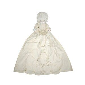 Vintage Handmade Pillowcase Prairie Doll With Embroidered Cotton Dress & Bonnet
